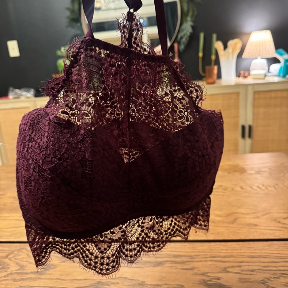 Victoria's Secret PINK Lace Bralette Bra in Rich Burgundy S D-DD